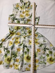 Julian Taylor Dress Womens Medium Yellow Floral Sleeveless Button Front Belt
