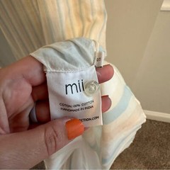Tuckernuck Mii Collection White Blue Tan Striped Cotton Maxi Dress Small