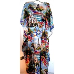 Riviera Sun Paris Scenic Art Beaded Caftan Dress Free Plus Size Boho Maxi