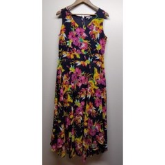 Jessica London Maxi Dress Women Size 12W Black Floral Sleeveless Tropical Spring