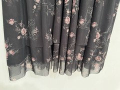 Torrid Nightfall Size 3 Deep V Neck Black Tiered Dress Mesh Floral Cats Romantic
