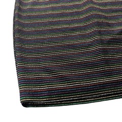 Eci Womens Small Black Multi Metallic Knit Stripe 3/4 Sleeve V-neck Sheath Dress