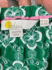 Boden Dress Womens US 8R Green White Embroidered Floral Short Sleeve Cotton