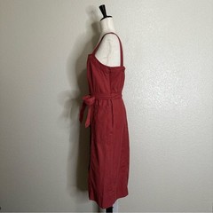 GAP Linen Blend Button-Front Apron Midi Dress, Size 8 Tall