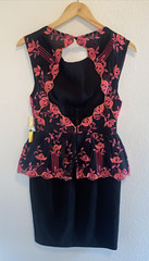 Alice + Olivia Shovan Pink Embroidered Lace-Print Peplum Dress Size 8 NWT