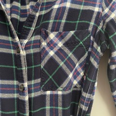 Gap + Pendleton Navy Green Plaid Flannel Shirt Dress Belted Pocket M Petite