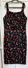 XL RETRO CHIC BLACK RED CHERRY BOMBSHELL BODYCON PINUP COCKTAIL QUEEN CLUB DRESS