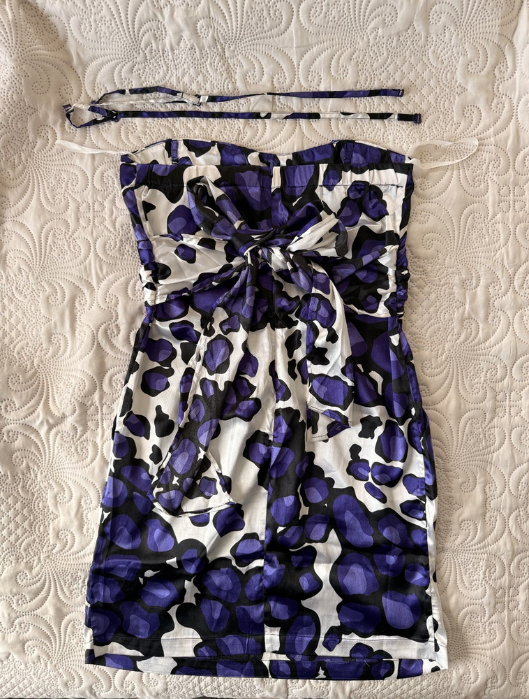 Pepe Jeans Printed White Purple Mini Dress 8 / M