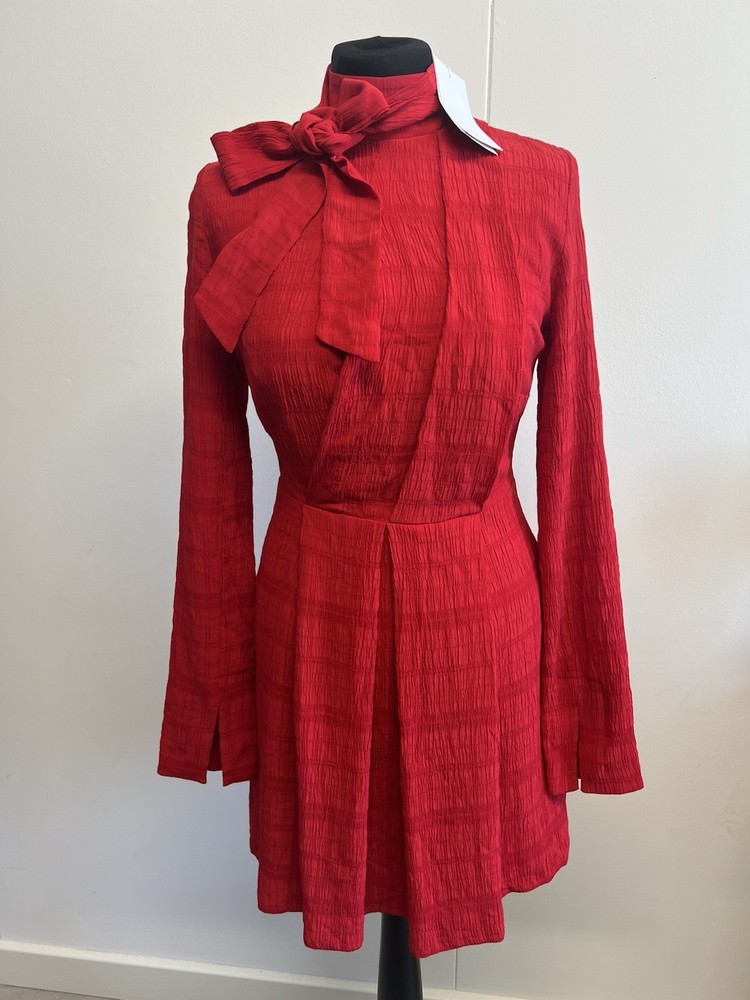 ALIGNE Mini Dress Scarlett Red Gilbert Pussybow UK 8 EU 36 Valentines Date Night
