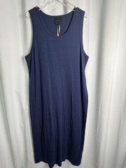 Alex Marie Navy Blue Cotton Rayon Blend Sleeveless Maxi Casual Dress Sz XXL New