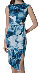 NWT Donna Karan NY Twist Waist Knot Hardware Dress, 10, Blue Nightfall, $169