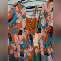 NWT BTFBM Womens Orange and Green Scoop Neck Sundress XL
