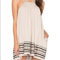 FREE PEOPLE womens size S Batiste Kashmir Embroidered Biscotti Strappy Tent Dres