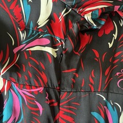Vertigo Paris 100% Silk L Printed Dress Black Floral Red Colorful Large