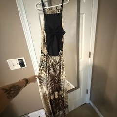 VENUS Women&rsquo;s XS Beige/Black Snake Animal Print Strappy Sleeveless Maxi Dress