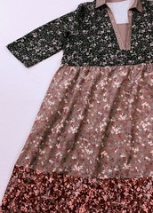 women&rsquo;s dress size 2XL three color layers floral pull-on v-neck 3/4 sleeves poly