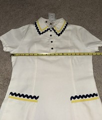 Tulip B White W/ Green & Yellow Trim Short Sleeve Cotton Polo Shirt Dress Size M