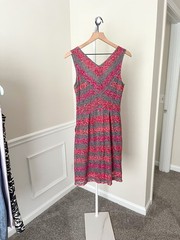 HD in Paris ANTHROPOLOGIE Fit & Flare Sleeveless Lace Dress Red Grey Women’s 6