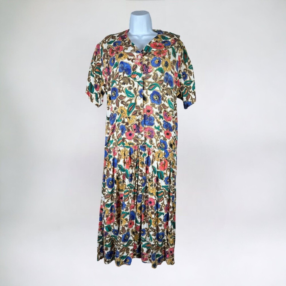 Vintage Express Compagnie International Medium Dress 90s Grunge Floral Colorful