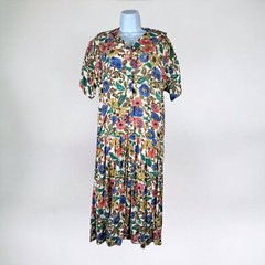 Vintage Express Compagnie International Medium Dress 90s Grunge Floral Colorful