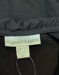 Avenue Black Solid Tiered V-Neck Flutter Short Sleeve Midi Dress Pockets 26/28