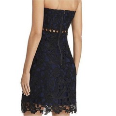 Sam Edelman Black Guipure Lace Strapless Dress Size 12 Large Romantic Summer
