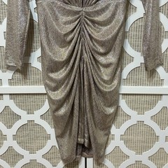 IRO Cilty Gold Metallic Lamé Plunge Mini Dress Womens XS / 34 Party Bodycon Sexy