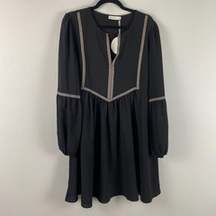 Rusttydustty Notched Balloon Sleeve Mini Dress Size XXL Black White