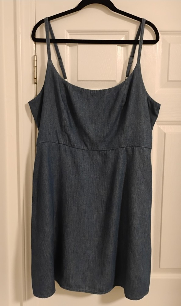 Old Navy Women&rsquo;s 100% Cotton Blue Denim Cami Mini Fit Flare Sun Dress in Size XL