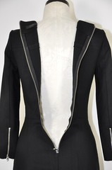 J CREW Black Jersey Structured Knit Silver Zipper Sheath Pencil Dress Women S M