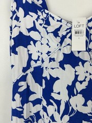 Loft Dress Womens 6 Forget Me Not Ponte Seamed Flare Midi Blue White New Beach