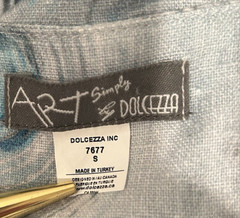 Dolcezza Art Simply 100% Linen Maxi Dress Blue Abstract Swirl Size Small
