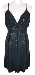 New Black Sequin Strap Dress 12 Party Evening Blue Vanilla
