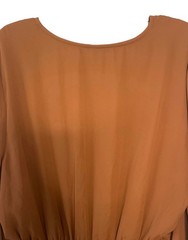 BAR III + Becca Tilley Brown Long Sleeve Smocked Waist Mini-Length Dress Large