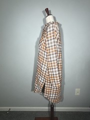 No Comment M Plaid Brown Button Front Shirt Dress Long Sleeves Slits Flannel