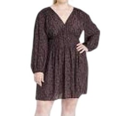 NWT Universal Thread Black and Brown print long balloon sleeve dress – 3X