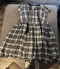 Unique Vintage 2X/18 Plaid A-Line Midi Dress Short Sleeve Button Front