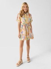 Hunter Bell Peyton Mini Shirt Dress Linen Blend Happy Hour S M L NWT Summer