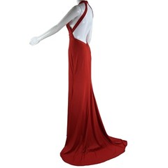JJ&rsquo;s House NWT Womens 4 Red Trumpet Mermaid Halter Train Jersey Dress Siren Edgy