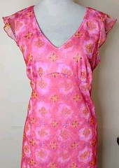 Vintage No Boundaries Pink Flutter Sleeve Babydoll Empire Waist Dress Size L