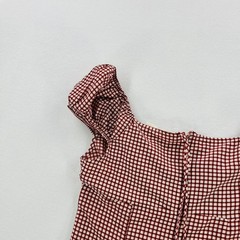 Levi&rsquo;s Dress Womens Medium Red Check Ruffle Square Neck Mini Sundress Cap Sleeve