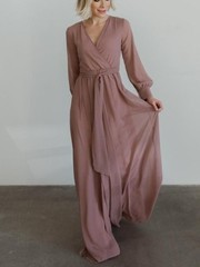 NWT Baltic Born Lydia Deep Mauve Chiffon Maxi Dress XL Long Sleeve