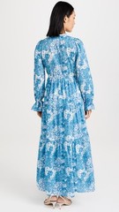 Saylor Anthropologie Ina Midi Dress Floral Eyelet Printed Lace Tiered S 282081