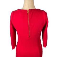 Boden Ribbed Knit Sheath Dress Pockets 3/4 Sleeve In Red Size 4 Classic Modern