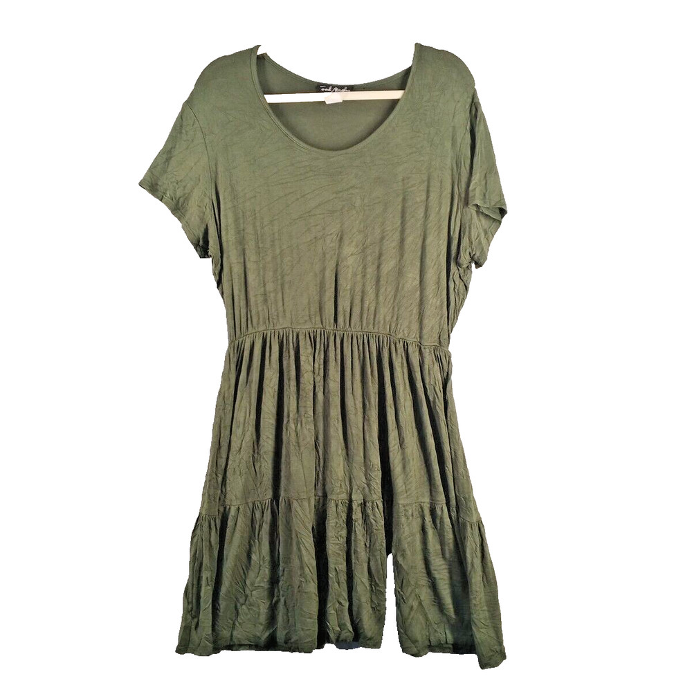 FRENCH ATMOSPHERE A-Line Tiered Dress Size 1X(16W-18W)Women Pullover Knit Green