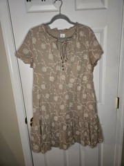 Joie Women&rsquo;s Cotton Eyelit Dress/Size XL/ Gray/Taupe w/ White Stitching