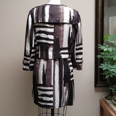 Vintage Per Se Abstract Printed Silk & Linen Snap Down Dress 10