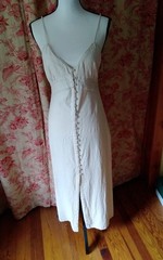 Zara Beige Button Front Strap Linen Midi Sun Dress Small NWT