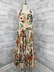 ASTR The Label Women&rsquo;s M Almina Tiered Halter Maxi Dress Taupe Orange