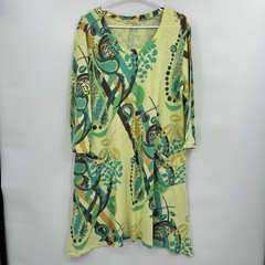 Fresh Produce Womens Abstract Dalia Dress Size XL Artsy Cotton Lagenlook Pockets